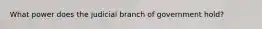 What power does the judicial branch of government hold?