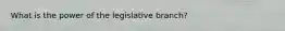 What is the power of the legislative branch?
