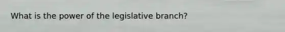 What is the power of the legislative branch?