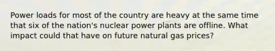 Power loads for most of the country are heavy at the same time that six of the nation's nuclear power plants are offline. What impact could that have on future natural gas prices?