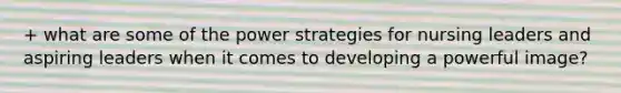 + what are some of the power strategies for nursing leaders and aspiring leaders when it comes to developing a powerful image?