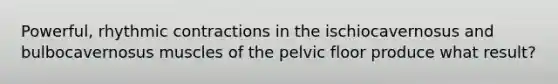 Powerful, rhythmic contractions in the ischiocavernosus and bulbocavernosus muscles of the pelvic floor produce what result?