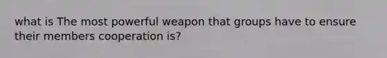 what is The most powerful weapon that groups have to ensure their members cooperation is?