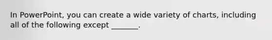 In PowerPoint, you can create a wide variety of charts, including all of the following except _______.