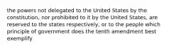 the powers not delegated to the United States by the constitution, nor prohibited to it by the United States, are reserved to the states respectively, or to the people which principle of government does the tenth amendment best exemplify