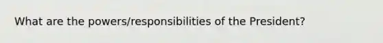 What are the powers/responsibilities of the President?