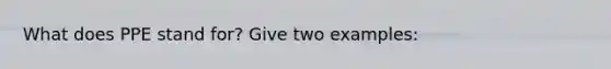What does PPE stand for? Give two examples: