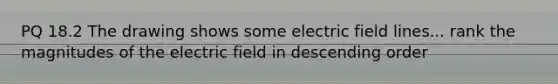 PQ 18.2 The drawing shows some electric field lines... rank the magnitudes of the electric field in <a href='https://www.questionai.com/knowledge/kMfvuk50mF-descending-order' class='anchor-knowledge'>descending order</a>