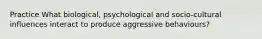 Practice What biological, psychological and socio-cultural influences interact to produce aggressive behaviours?