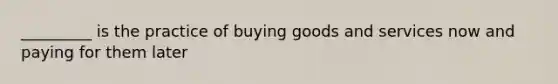 _________ is the practice of buying goods and services now and paying for them later