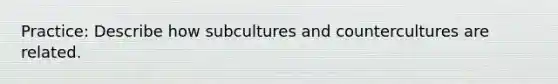 Practice: Describe how subcultures and countercultures are related.