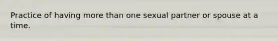 Practice of having more than one sexual partner or spouse at a time.