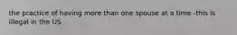 the practice of having more than one spouse at a time -this is illegal in the US