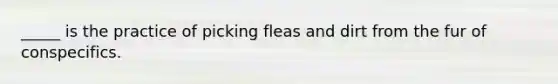 _____ is the practice of picking fleas and dirt from the fur of conspecifics.