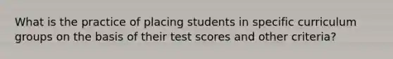 What is the practice of placing students in specific curriculum groups on the basis of their test scores and other criteria?