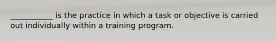 ___________ is the practice in which a task or objective is carried out individually within a training program.