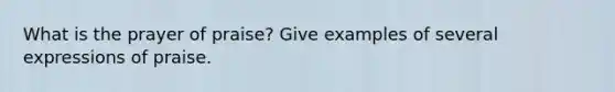 What is the prayer of praise? Give examples of several expressions of praise.