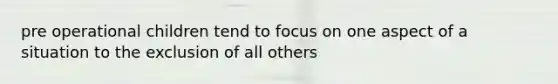 pre operational children tend to focus on one aspect of a situation to the exclusion of all others