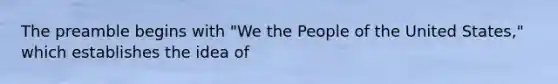 The preamble begins with "We the People of the United States," which establishes the idea of