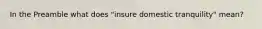 In the Preamble what does "insure domestic tranquility" mean?