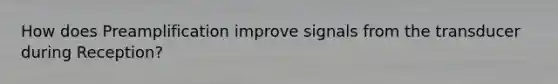 How does Preamplification improve signals from the transducer during Reception?