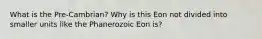 What is the Pre-Cambrian? Why is this Eon not divided into smaller units like the Phanerozoic Eon is?