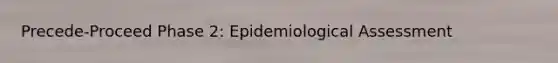 Precede-Proceed Phase 2: Epidemiological Assessment