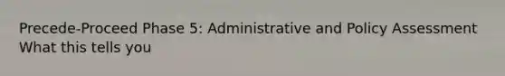 Precede-Proceed Phase 5: Administrative and Policy Assessment What this tells you