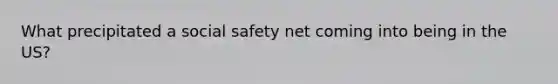 What precipitated a social safety net coming into being in the US?