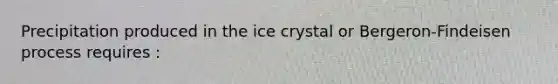 Precipitation produced in the ice crystal or Bergeron-Findeisen process requires :