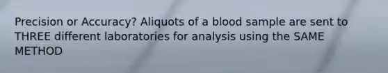 Precision or Accuracy? Aliquots of a blood sample are sent to THREE different laboratories for analysis using the SAME METHOD