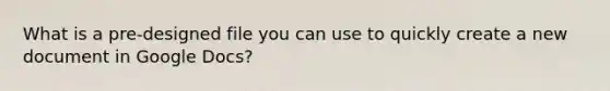 What is a pre-designed file you can use to quickly create a new document in Google Docs?