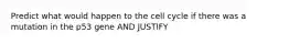 Predict what would happen to the cell cycle if there was a mutation in the p53 gene AND JUSTIFY