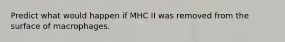 Predict what would happen if MHC II was removed from the surface of macrophages.