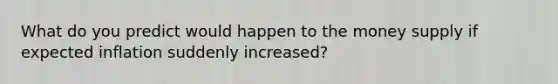 What do you predict would happen to the money supply if expected inflation suddenly increased?