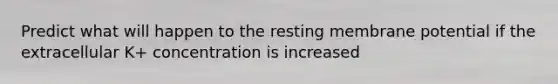 Predict what will happen to the resting membrane potential if the extracellular K+ concentration is increased