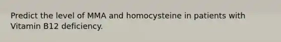 Predict the level of MMA and homocysteine in patients with Vitamin B12 deficiency.