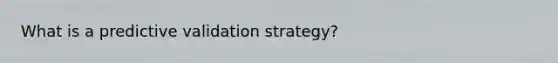 What is a predictive validation strategy?