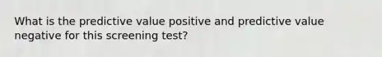 What is the predictive value positive and predictive value negative for this screening test?