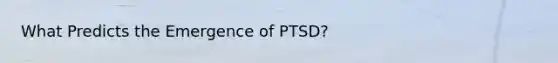 What Predicts the Emergence of PTSD?