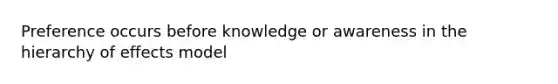 Preference occurs before knowledge or awareness in the hierarchy of effects model