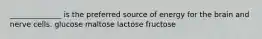 ______________ is the preferred source of energy for the brain and nerve cells. glucose maltose lactose fructose