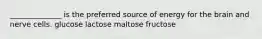 ______________ is the preferred source of energy for the brain and nerve cells. glucose lactose maltose fructose