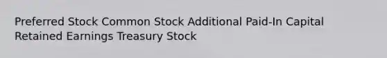 Preferred Stock Common Stock Additional Paid-In Capital Retained Earnings Treasury Stock