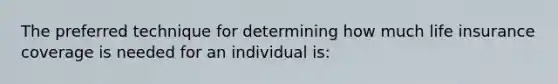 The preferred technique for determining how much life insurance coverage is needed for an individual is: