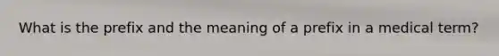 What is the prefix and the meaning of a prefix in a medical term?