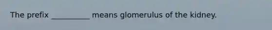 The prefix __________ means glomerulus of the kidney.