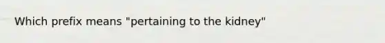 Which prefix means "pertaining to the kidney"