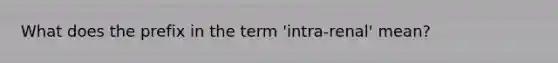 What does the prefix in the term 'intra-renal' mean?