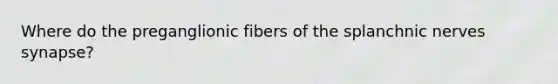 Where do the preganglionic fibers of the splanchnic nerves synapse?